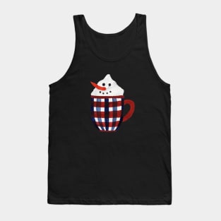 Hot Chocolate Snowman - red and blue checkered pattern mug Tank Top